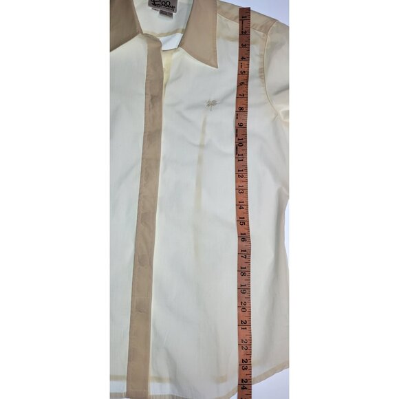 Lilly Pulitzer Women’s Beige Button Up Shirt Size 8 Long Sleeve 100% Cotton Blou - Picture 6 of 9